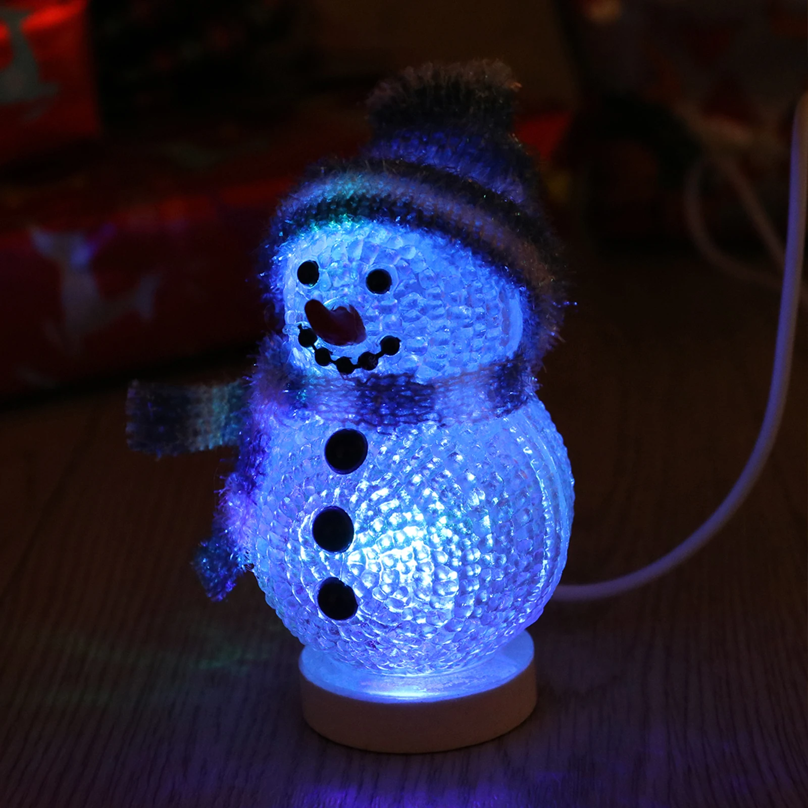 

Christmas Snowman Night Light RGB LED USB Powered Desk Lamp Festive Decor Baby Bedroom Living Room Table