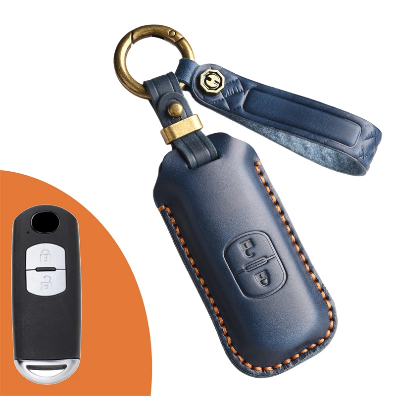 New Leather Car Key Case Full Cover Shell For Mazda 2 3 6 Axela Atenza CX-5 CX5 CX-7 CX-9 2014 2015 2016 2/3button