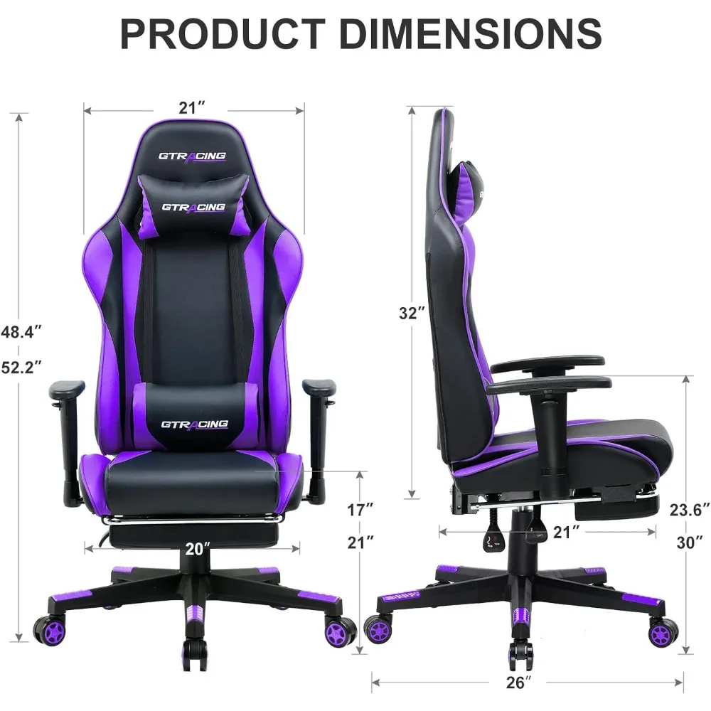 Reclining Gamer Chair,Ergonomic Computer Game Desk,Height Adjustment Swivel Rocker,Office Chairs