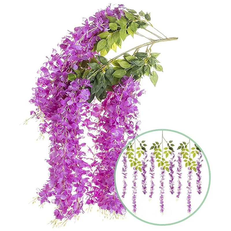 ¡Promoción! Guirnalda de flores colgantes de glicina Artificial, 16 piezas, para decoraciones de boda y jardín