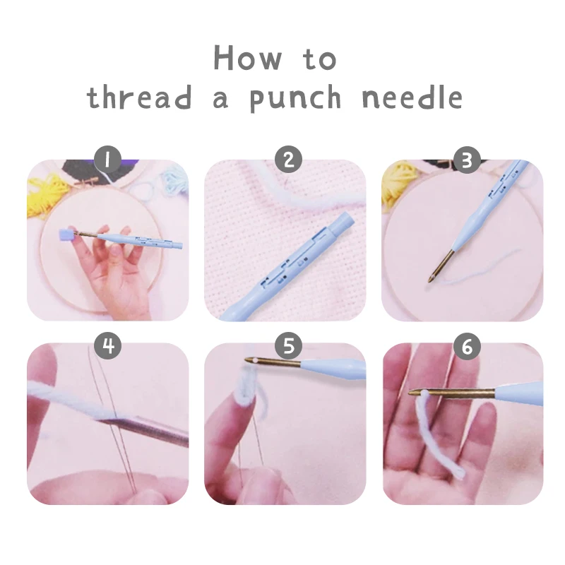 20x20cm Punch Needle Embroidery Starter Kits Rug Hooking Kit for Adults Beginners Handcraft Punch Needle Kits with Embroidery