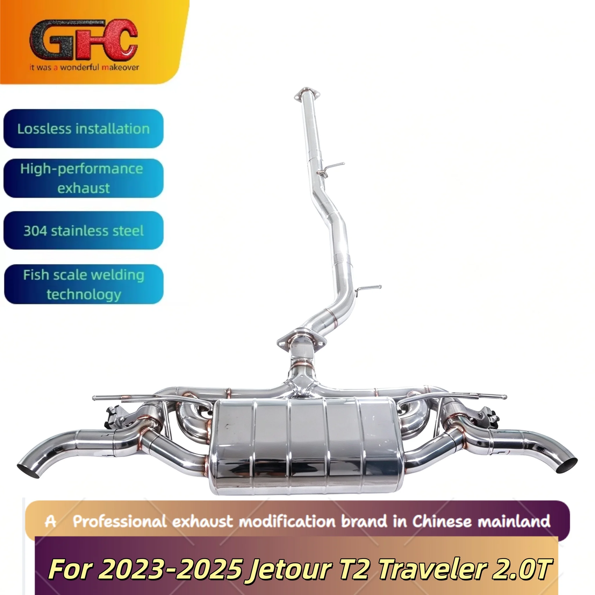 Catback Valvetronic Muffler for 2023-2025 Jetour T2 Traveler 2.0T 4WD High-Performance 1.5mm Thick stainless Steel Exhaust Pipe