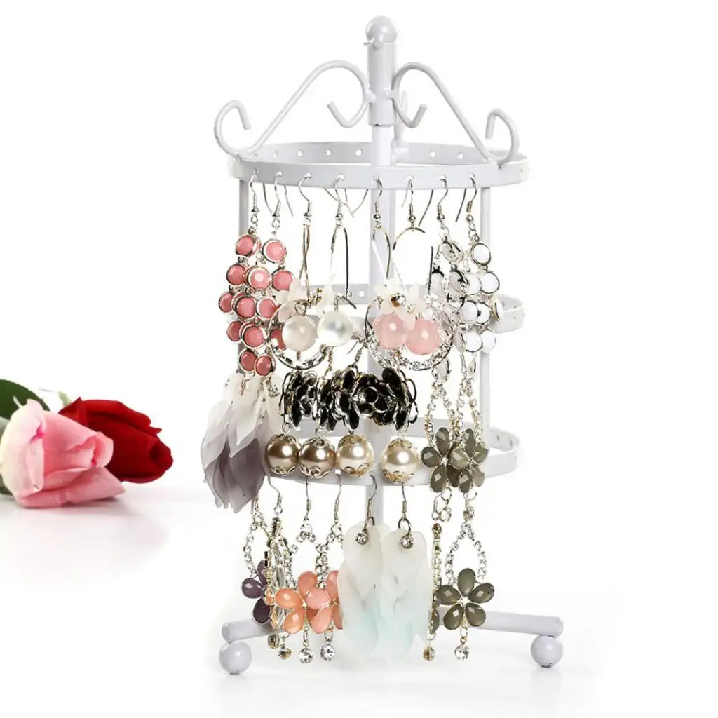 

Earrings Holder Earring Organizer Rotating Display Stand Shelves Hanging