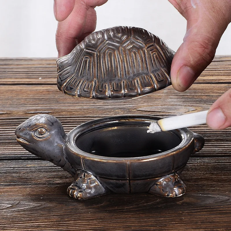 

Креативная керамическая пепельница в виде черепахи, аксессуары для украшения дома, керамическая индивидуальная пепельница с крышкой, анти-летающая пепельница, индивидуальный подарок