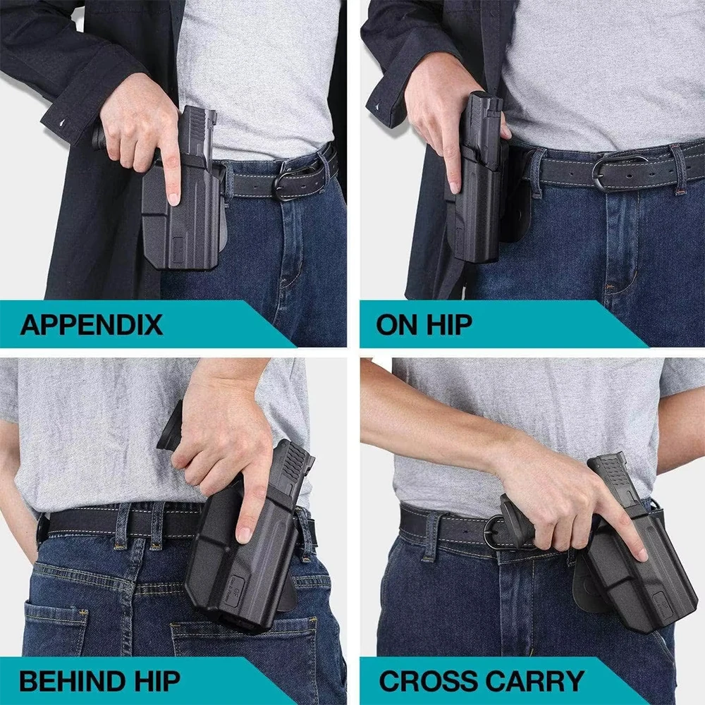 For G17/G31 (Gen1-5),G19/G23/G32/G44(Gen3-5),G19X/G22/G45 Holster,Polymer Thumb Release OWB Paddle Bag Tactical Tools Right hand