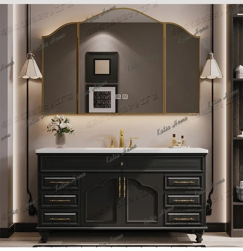 FG bathroom cabinet combination rock slab hot bending integrated basin French washstand hand washbasin toilet floor
