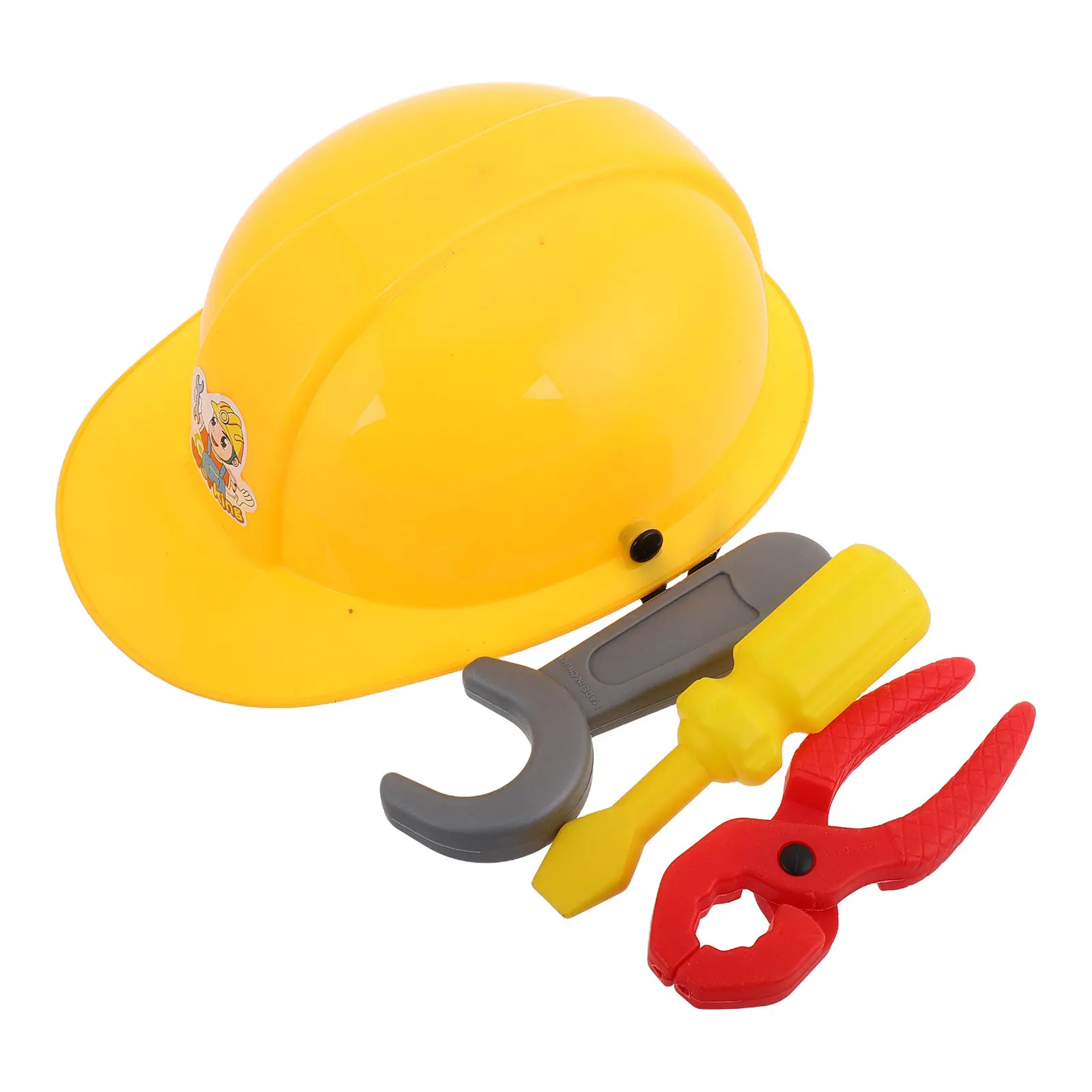 

1Set Children's Engineer Construction Kit Realistic Plastic Hard Hat Pliers Screwdriver Wrench Pretend Play Educational
