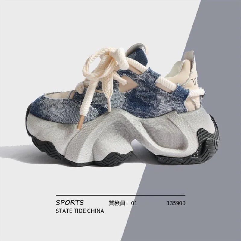 

Original Designer Platform Sneakers for Womens Fashion Thick Sole Cowboy Canvas Casual Shoes for Womens Height Increasing Shoes