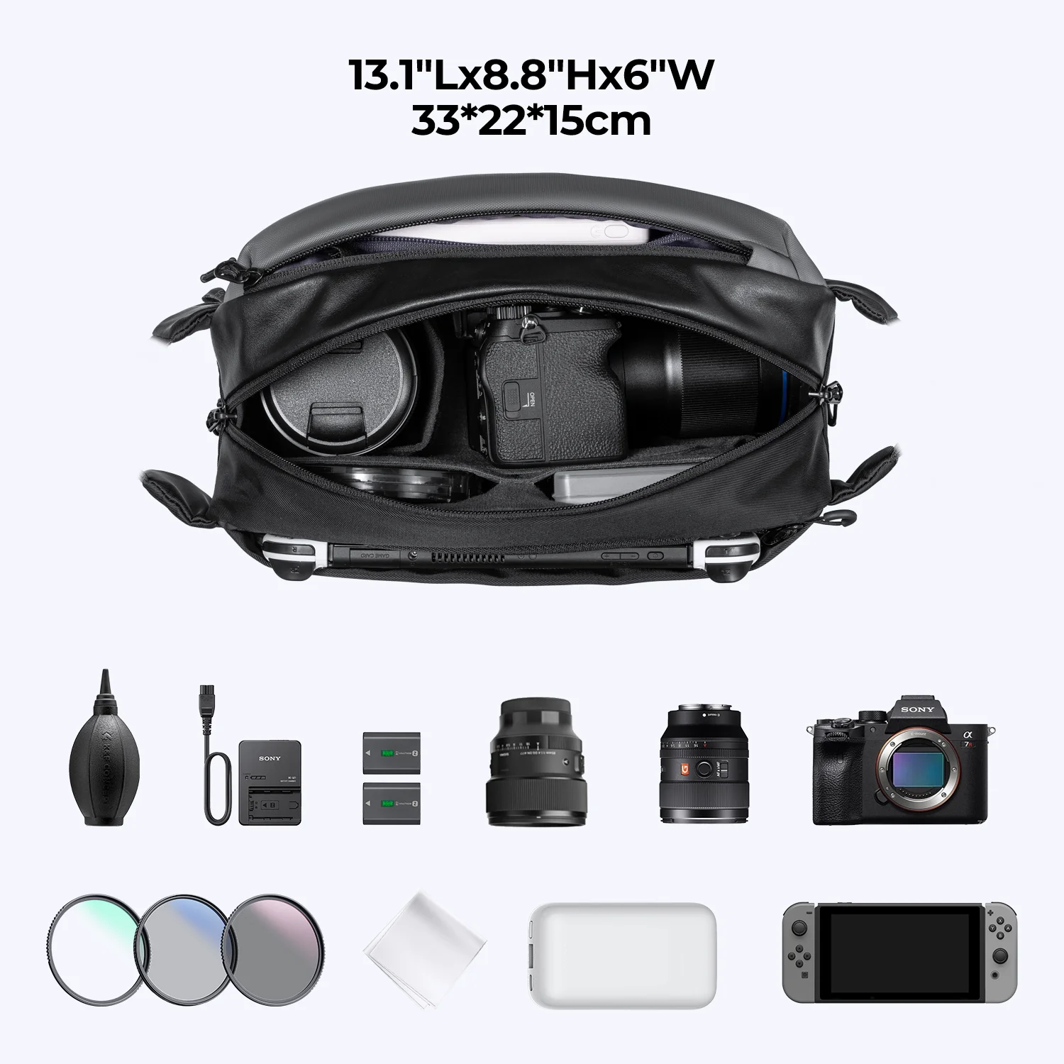 K&F Concept Alpha 10L Camera Accessories Bag Waterproof Carrying Adjustable Shoulder Bag ,for SLR DSLR Camera Accessories