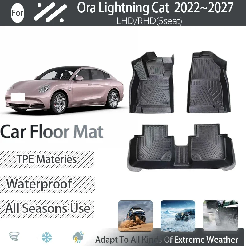 Car Floor Mats For Ora Lightning Cat GWM Ora 07 2022-2027 Dirt-resistant LHD RHD Pads Foot Carpet Floor Covers Auto Accessories