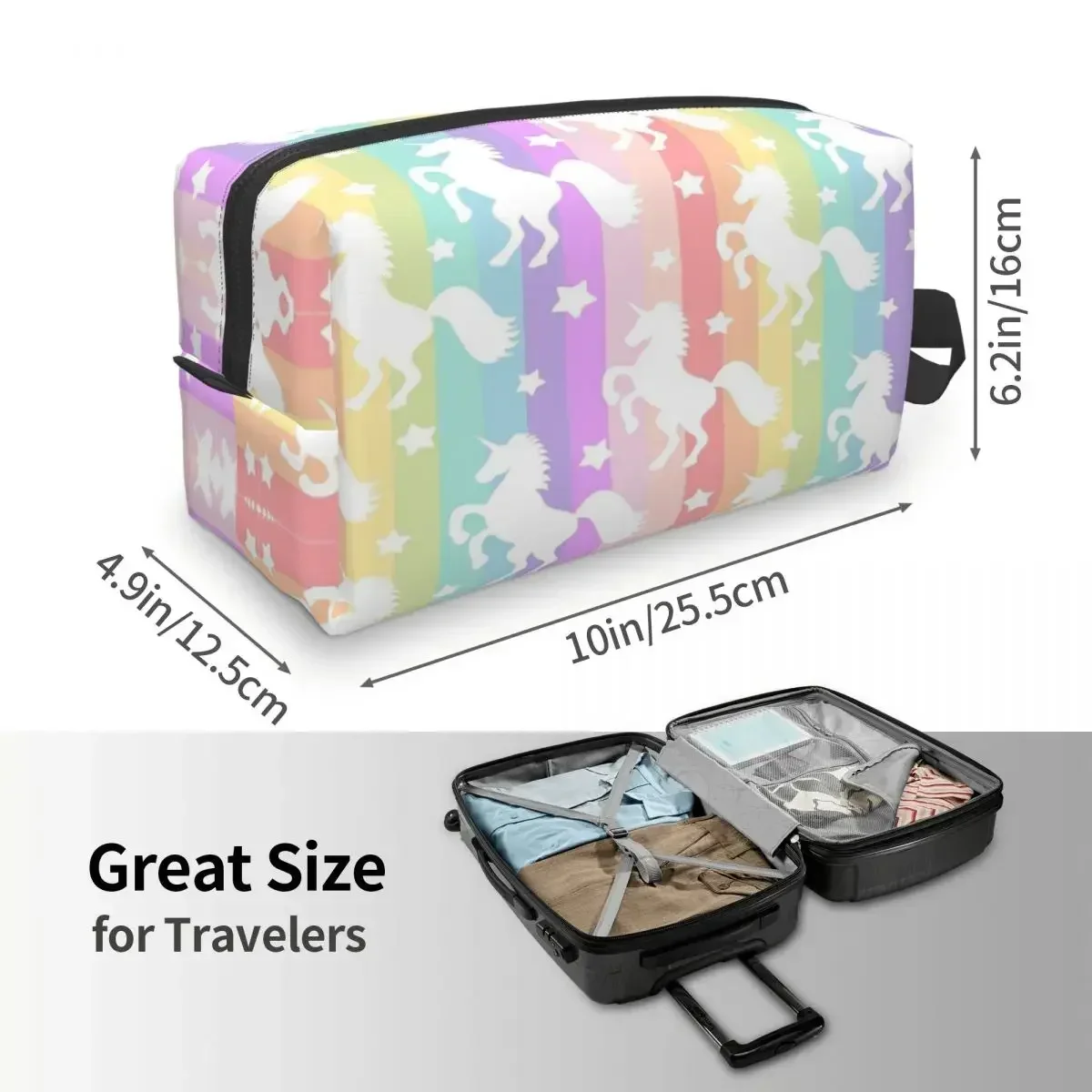 Colourful Unicorns Toiletry Bag for Women Animal Cosmetic Makeup Organizer Lady Beauty Storage Dopp Kit Case