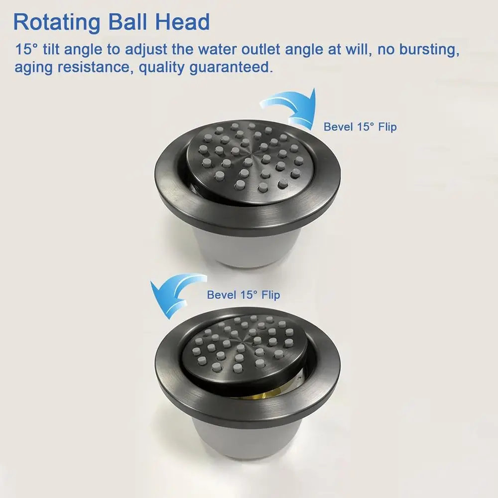 نفاثة دش نحاسية مستديرة قابلة للتعديل لتجربة التدليك تشبه المنتجعات الصحية #3