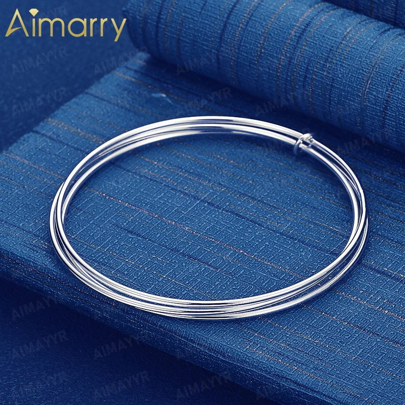 925 Sterling Silver Simple Smooth Surface Three Life Three Generation Bracelet for Women's Weddings High-quality Fashion Jewelry