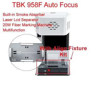 Auto focus 20W Fiber Laser Marking Machine TBK-958F Phone LCD Back Cover Glass Frame Engraving Machine Built-in smoke laser marking machine