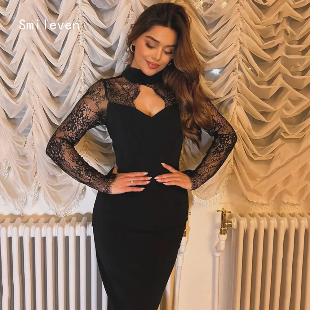 

Smileven Luxury Mermaid Prom Dress Scoop Full Sleeve Cutout Party Gowns Appliques Lace Formal Occassion Dress Customized 2026