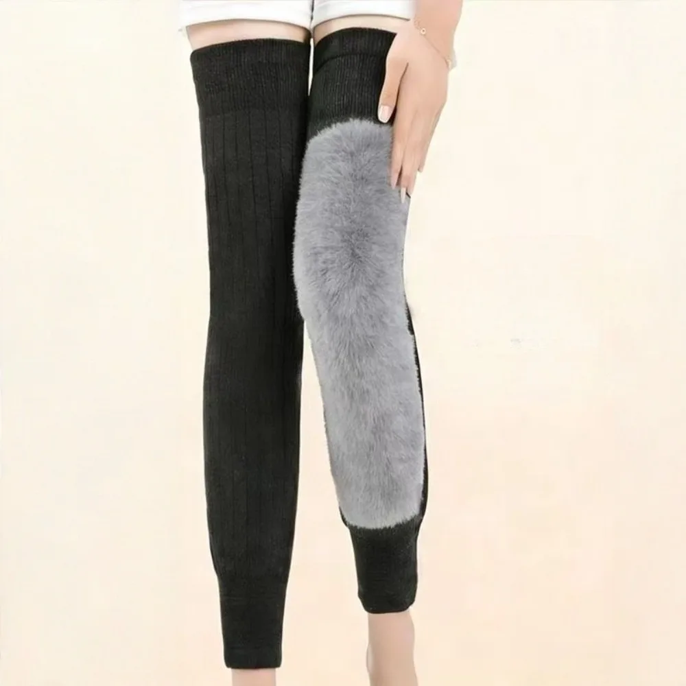 

Cold-proof Warm Knee Pads with Straps Windproof Soft Thermal Leg Warmers Wraps Leg Elastic Thick Knee Protector