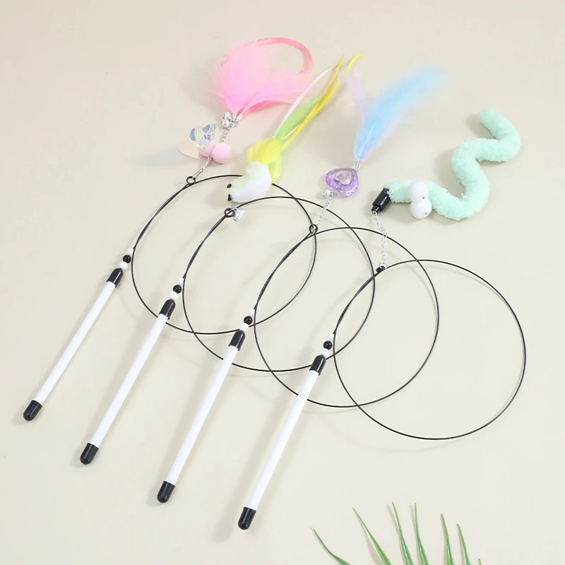 

Cat Teasing Stick Telescopic Pole Interactive Simulation Bird Feather Cat Teasing Stick Bell Sound Cat Toy