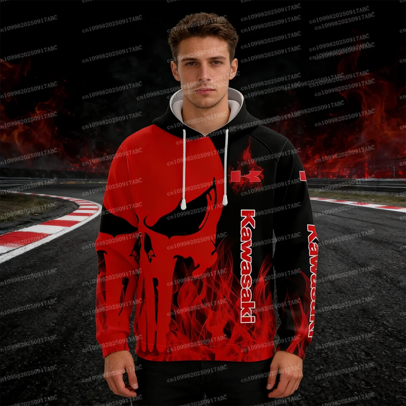 

(Kawasaki) Мужская толстовка Kawasaki с капюшоном Верхний пуловер на весну, осень и зиму с различными узорами Женская толстовка с капюшоном