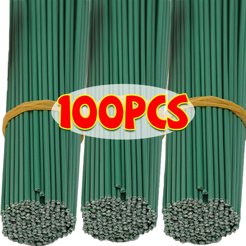 100/50 Stück Künstliche Blumenstiele Biegbare Eisendraht-Rosenblütenköpfe Stiele mit Blumenband DIY Hochzeit Party Deko
