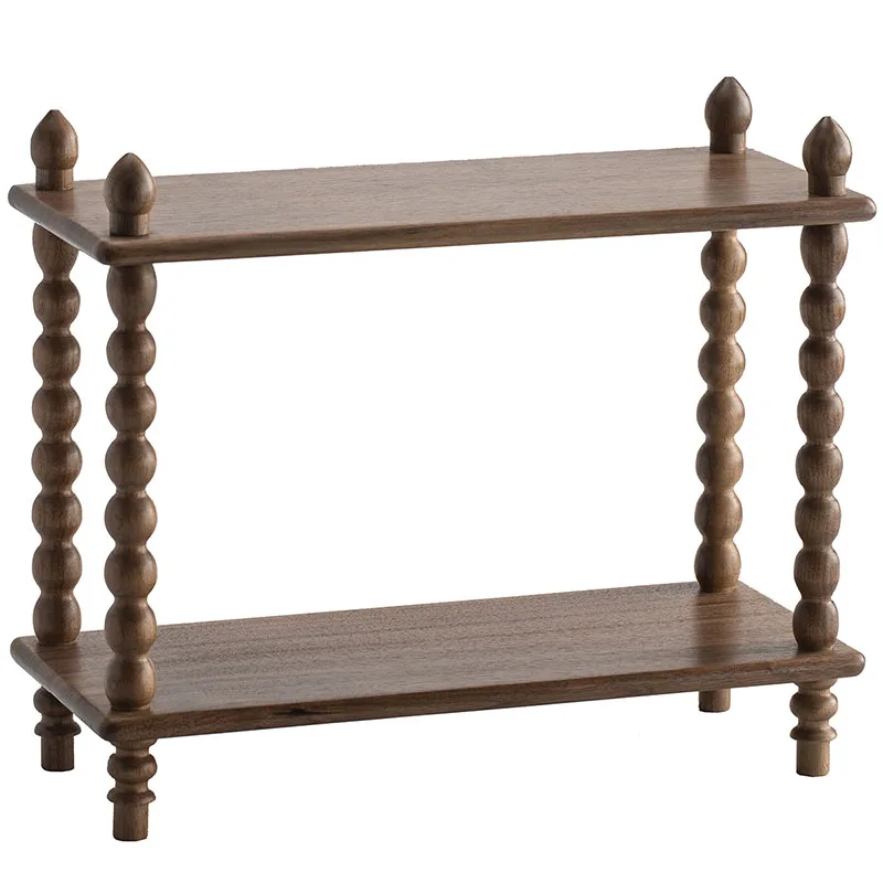 Black walnut solid wood European-style antique storage rack display rack tea room study shelf