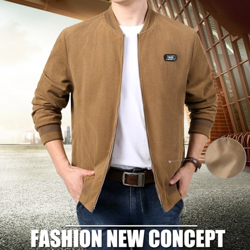 

Business Men's Padded Corduroy Jackets Warm Loose Parka Coat Man Solid Zip Up Overcoat 2025 Winter Casual Windbreaker Jacket Men