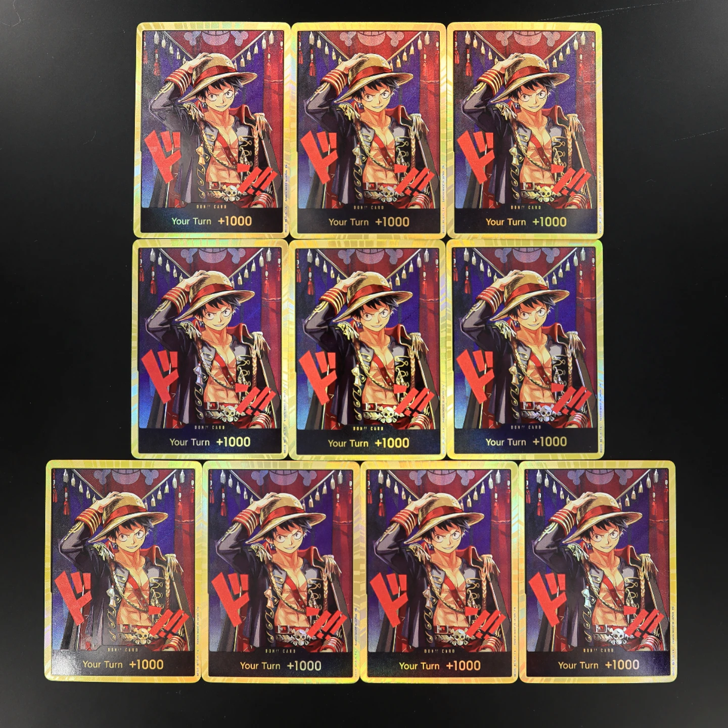 One Piece OPCG 3D Textured English Gangster Style Straw Hat Crew DON card Luffy Zoro Nami Chopper Robin Anime Collectible Cards