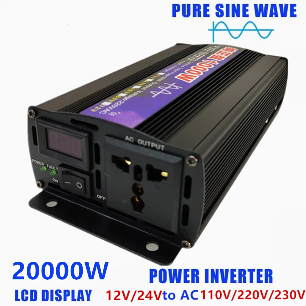 

Pure Sine Wave Inverter 2000W Portable Generator DC 12V 24V To AC 110V 220V Home Power Inverter Voltage Transformer Power