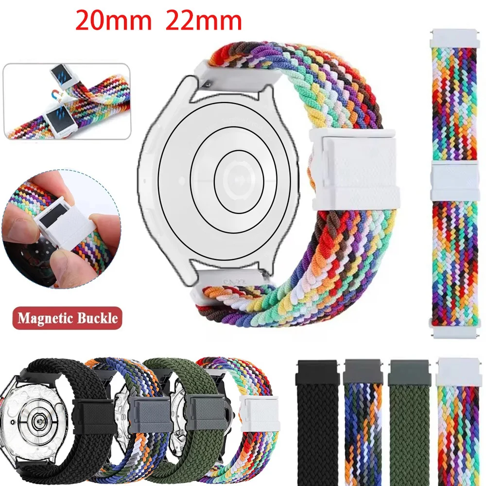 Garmin Active 6/5 용 22 20mm 나일론 짠 시계 스트랩 Forerunner 265 255 570-47mm 시계 액세서리 용 부드럽고 편안한 손목 밴드