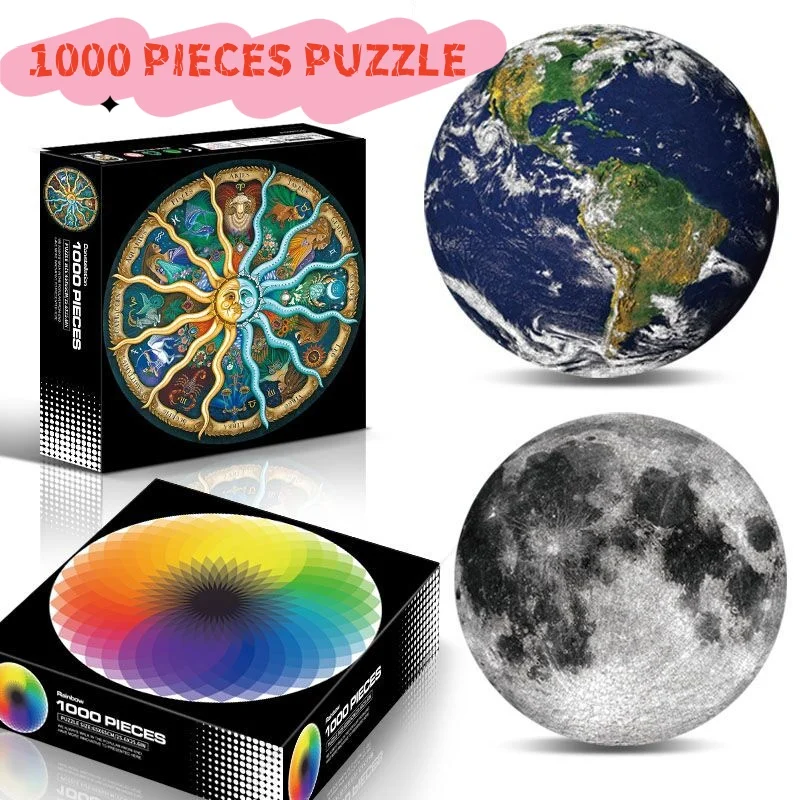1000 Pcs Earth Puzzle Moon Puzzle And Twelve Constellations Puzzle Creative Stress Relieving Adult And Child Toy Birthday Gifts