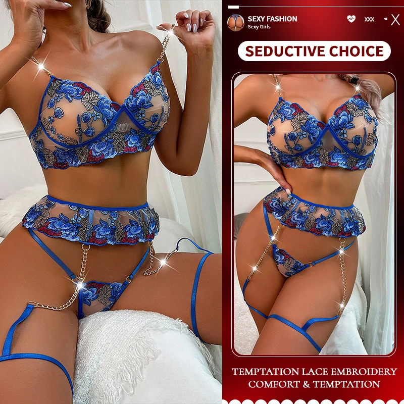 

Sexy Lingerie Set Women's Hot Erotic Underwear Lace Bra Panties Garter Exotic Sets Temptation Lingeries Porn Lenceria Femenina