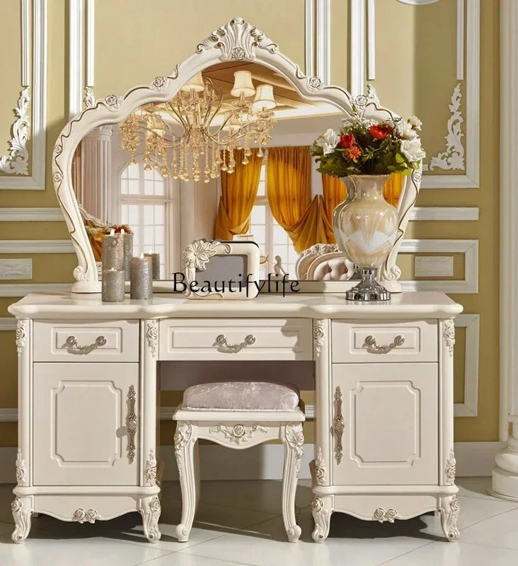

European dresser with mirror luxury small apartment cosmetic cabinet