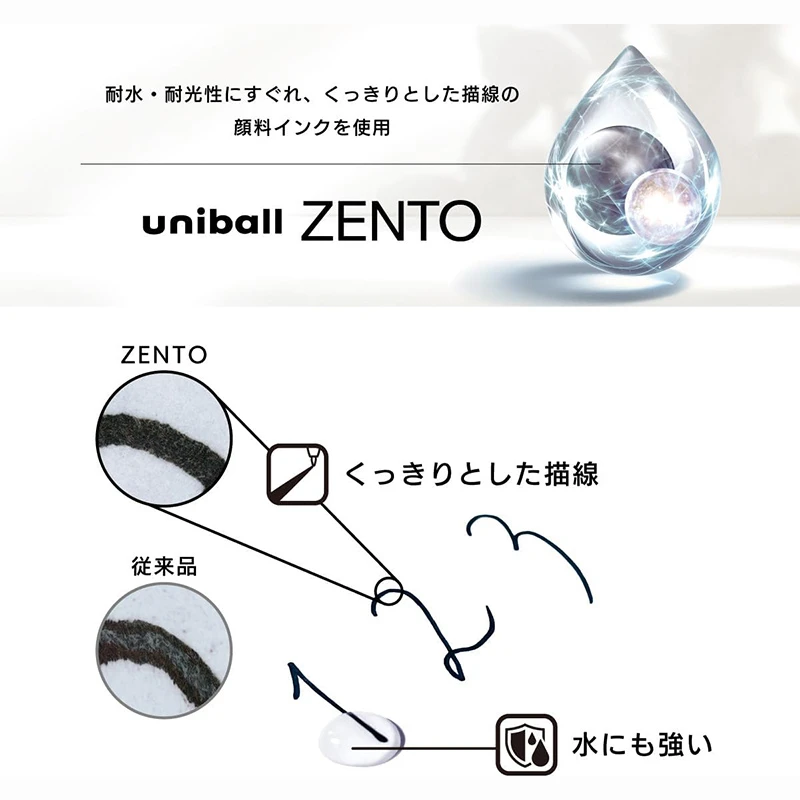 Uni Water-Based Ink Refill Professional for Uni-ball ZENTO Gel Pen Fade-Resistant Fluid Ink Office Work Signature Stationery UBR