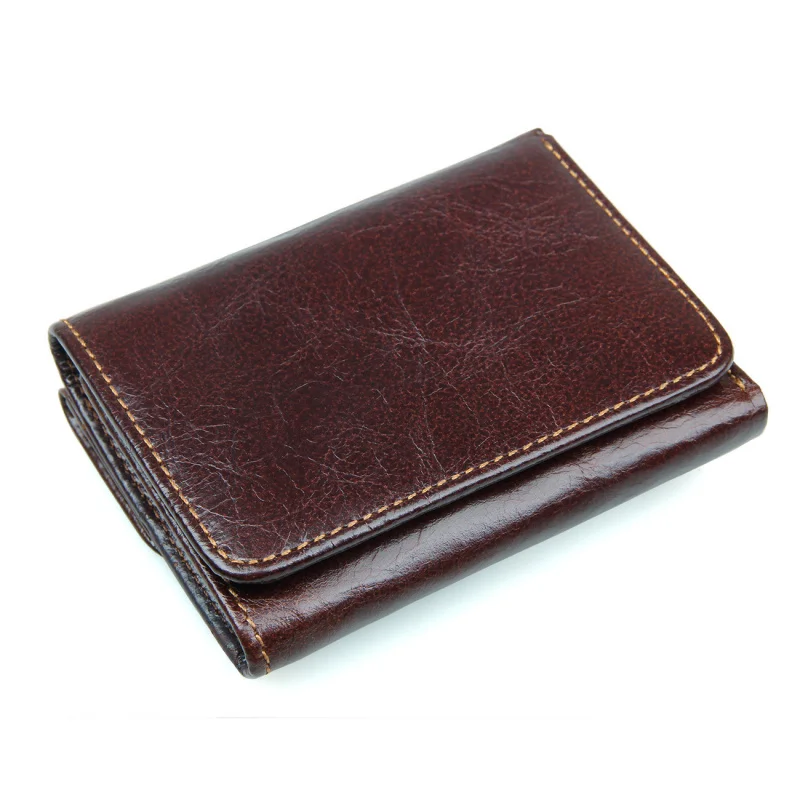 Vintage Leather Wallet For Men Genuine Cowhide Vertical RFID Blocking Multi-Card Holder Dollar Bill Slot