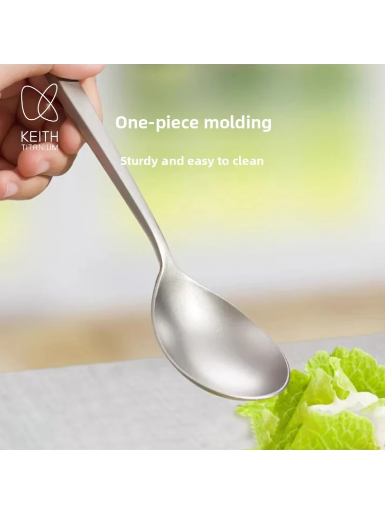Keith Titanium Spoon Lightweight Cutlery Outdoor Camping Picnic Tableware Food Rice Soup Spoon Long Handle Dinnerware