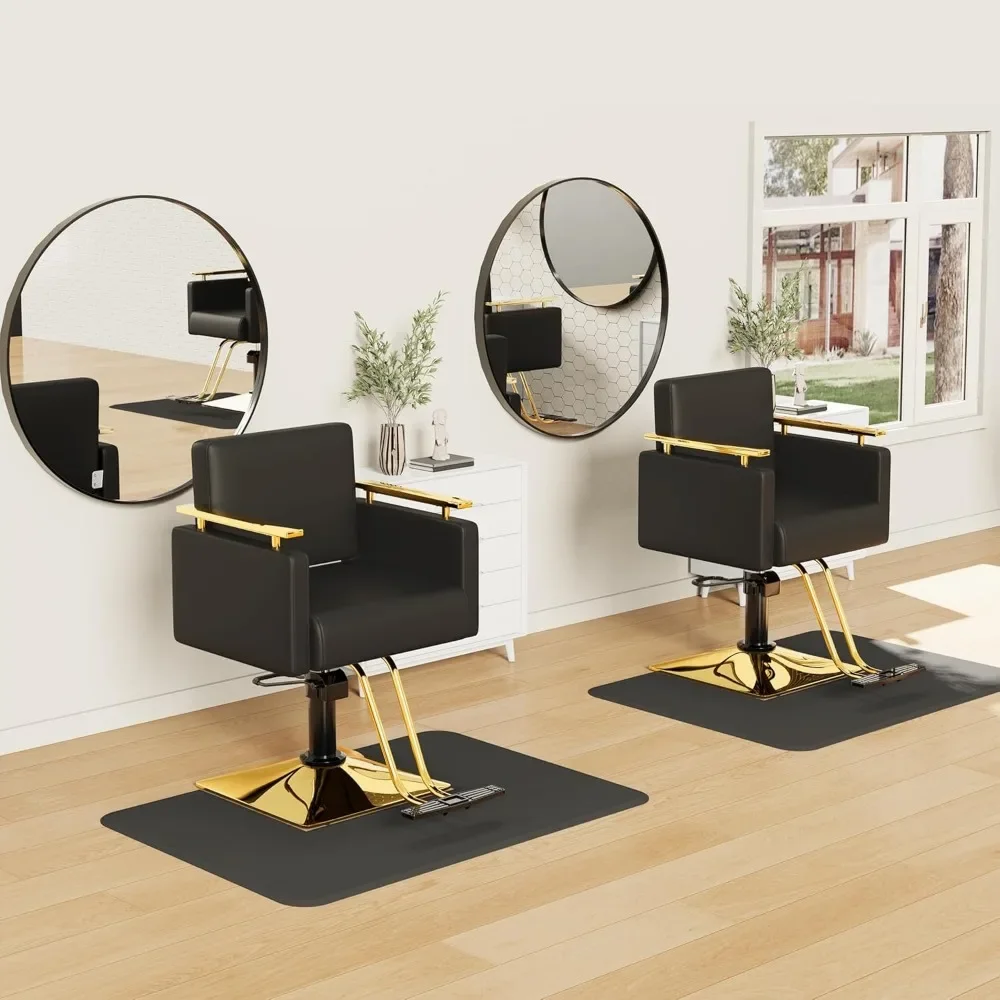 Silla de salón negra y dorada, cómoda silla de peluquería para estilista, silla de salón premium para estilista con 360 ° Giratorio