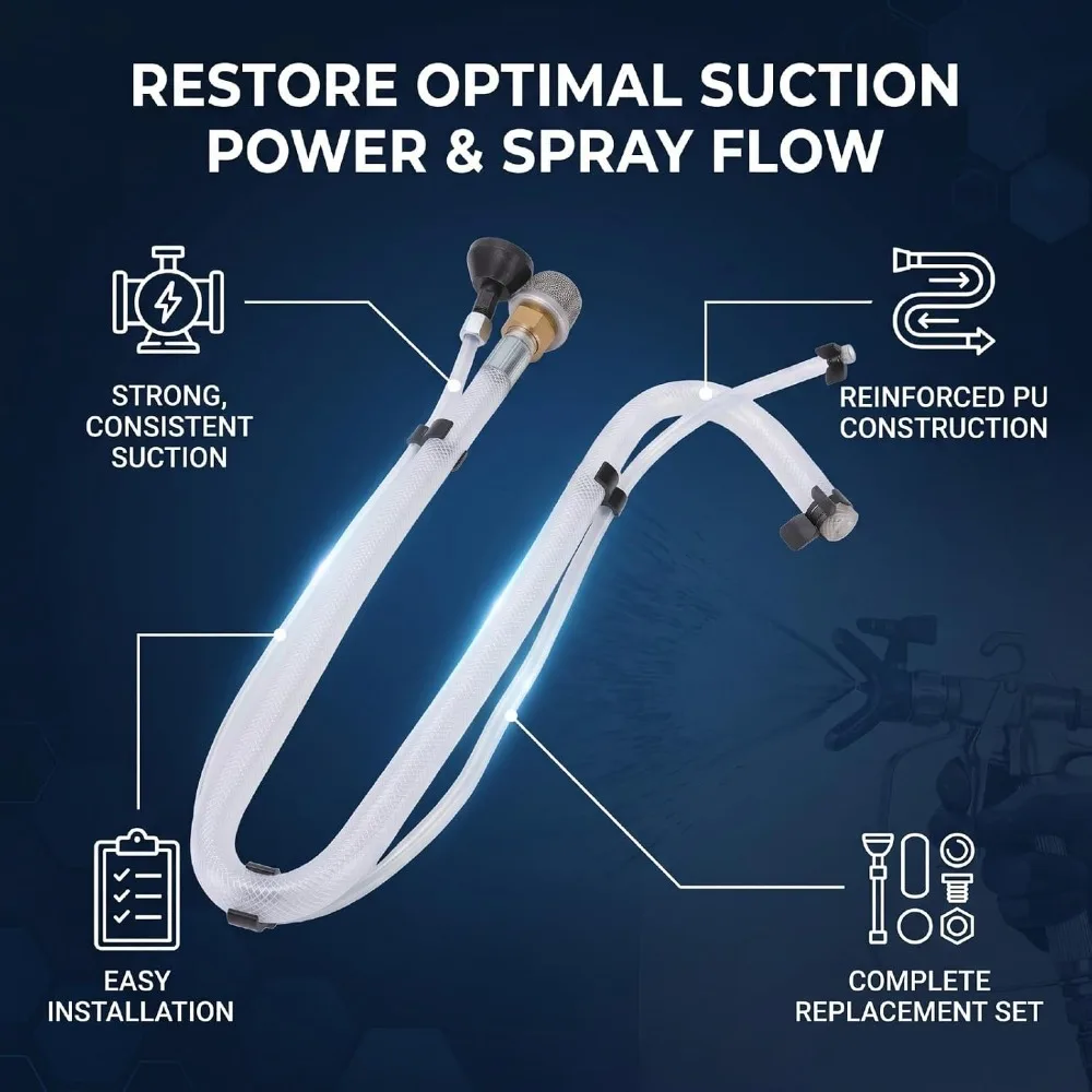 Toolless Installation Suction Tube Kit Leak Proof High Pressure Suction Hose Kit Paint Sprayer Suction Kit Stand Sprayer