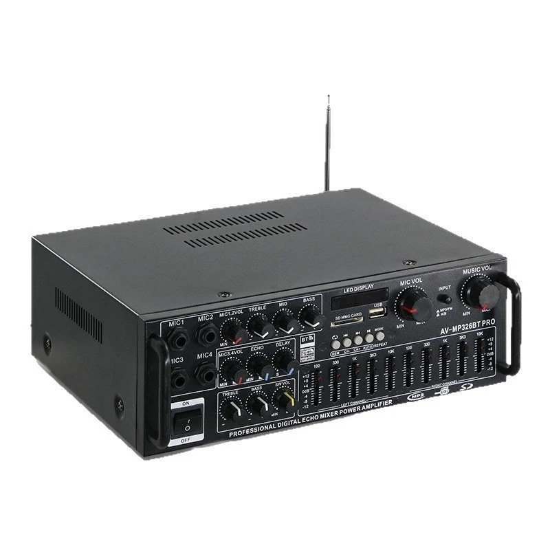 AV-MP326BT PRO 2.1 Channel Bluetooth Power Amplifier EQ Control Heavy Bass Stereo Amp Home Karaoke Speaker Replacement Parts