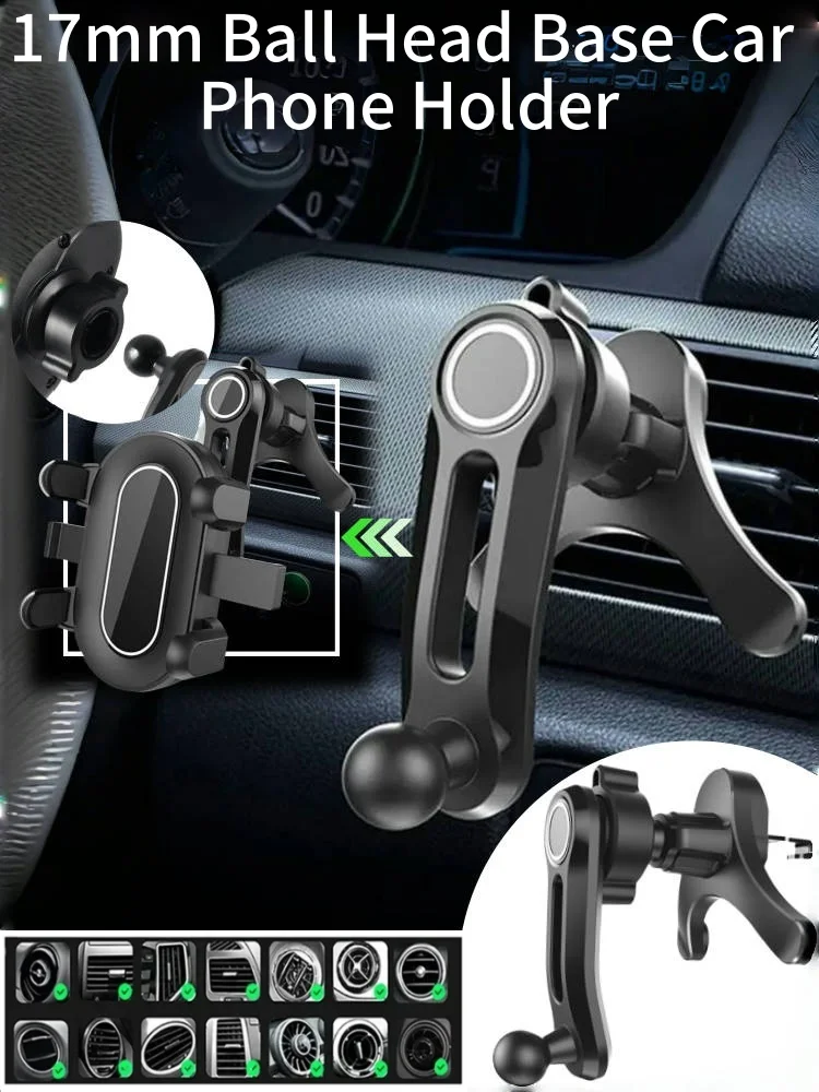Uchwyt samochodowy do kratki wentylacyjnej z głowicą kulową 17 mm, obrotowy 360 stopni ° Obrotowy uchwyt na telefon z wylotem powietrza Uniwersalna podstawa w kształcie litery Y Klips do montażu w — 2