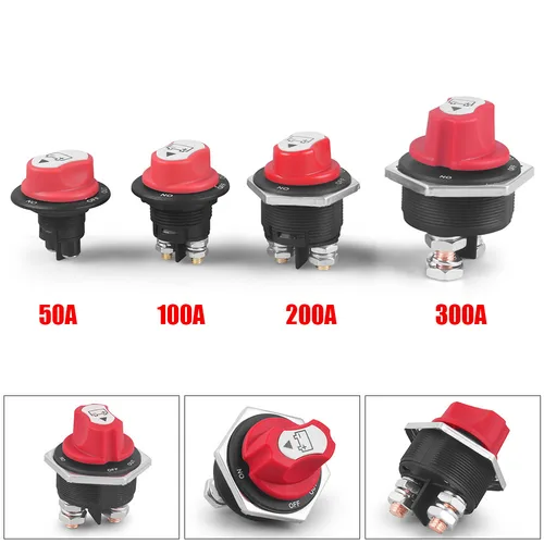 Imagen 2 del producto 50A 100A 200A 300A DC 12V interruptor de batería de rally de coche seccionador aislador de potencia Kit de interruptor de corte para camión coche motocicleta barco