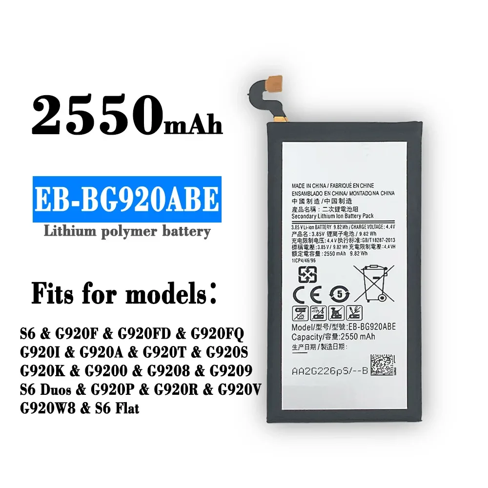 EB-BG920ABE EB-BG920ABA 2550mAh Battery For SAMSUNG Galaxy S6 G9200 G9208 G9209 G920F G920 G920V/T/F/A/I + Free Tools