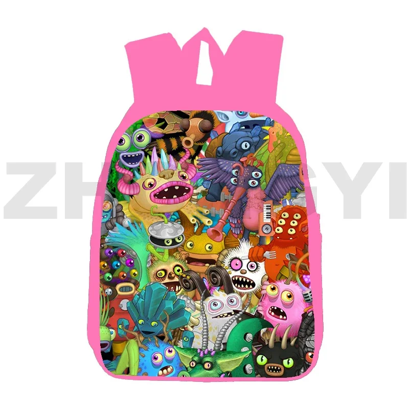 Lovely Girls My Singing Monsters School Backpack 3D High Capacity Travel Bag 12/16 Inch Students Primary Bookbag Shoulder Bag