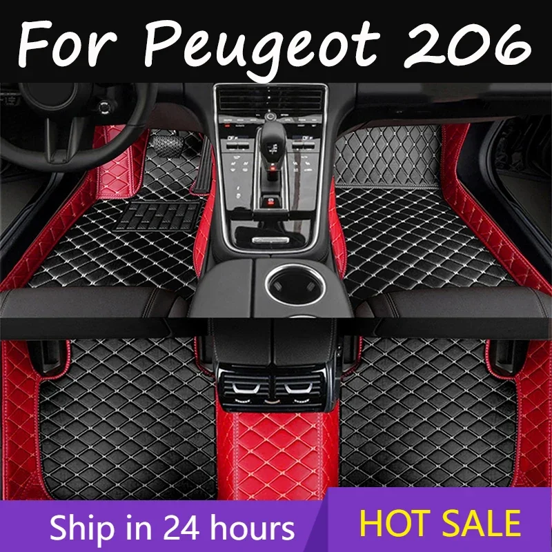 Car Floor Mats For Peugeot 206 206+ 1998~2013 Carpets Rugs Luxury Leather Mat Interior Parts Car Accessories 1999 2000 2001 2002