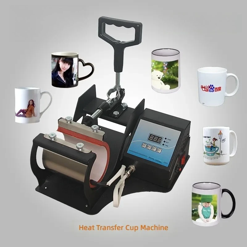 Heat transfer printing cup baking machine, mug hot stamp label printing, logo printing small heat transfer printing machine