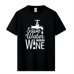 Save Water Drink Wine Printed T Shirt Men Casual Short Sleeve T-shirts Summer New Style Hipster Funny Cotton Tops Tees