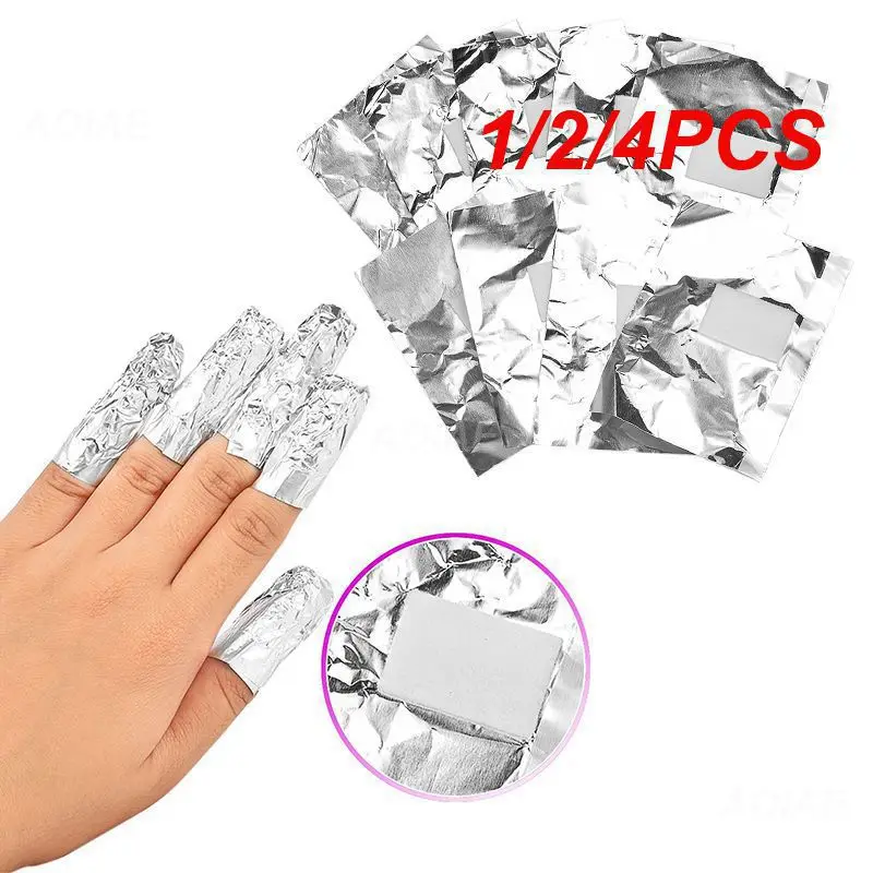 1/2/4 Stuks Aluminiumfolie Verwijderaar Wraps Nail Handdoekje Nail Cleaning Nail Art Doorweekt Nagelverwijderingswraps