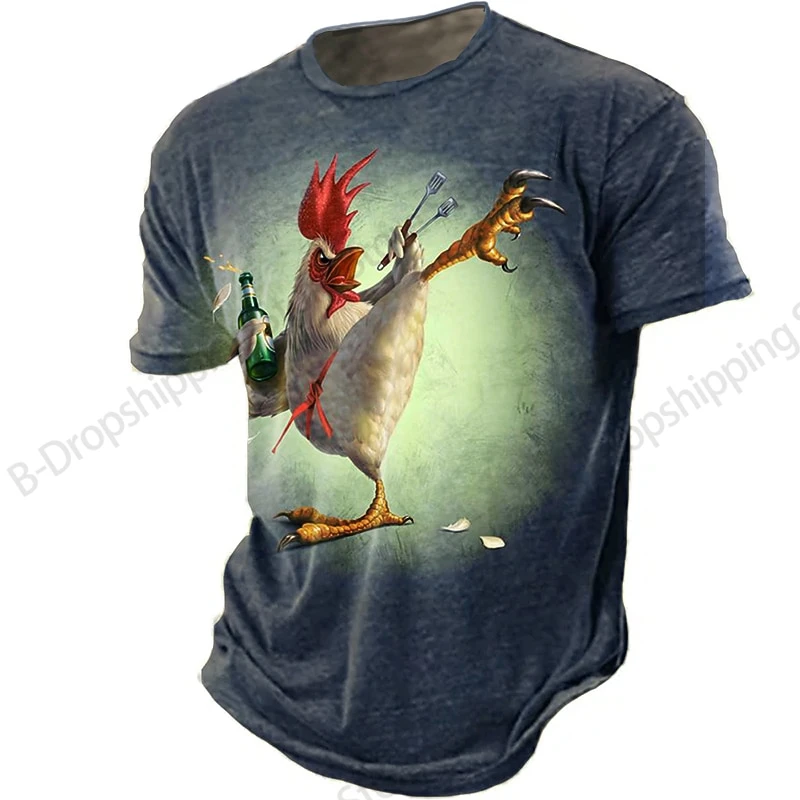Funny Animal Rooster Cow 3D Print T-shirt Men Women Fashion Hip Hop Oversized Short Sleeve Tops Tees Men Clothing High Quality