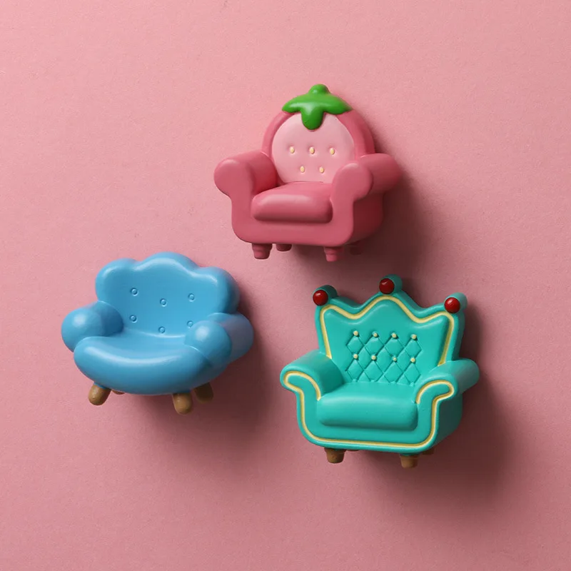 Colorful Sofa Refrigerator Sticker 3D Resin Ornament Magnetic Sticker Magnetic Suction Refrigerator Decoration Cartoon Magnet