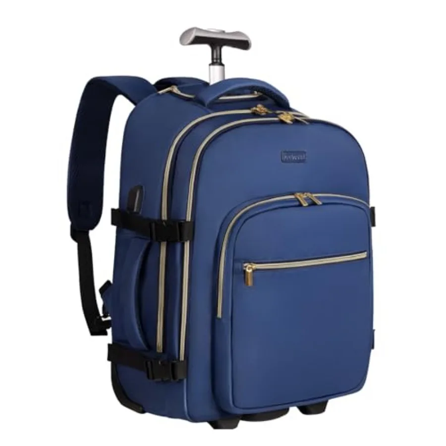 

DEVPNR Rolling Backpack for Women, 17Inch Laptop Travel Backpack with Wheels, Carry on Luggage Airplane, Overnight Business Bag