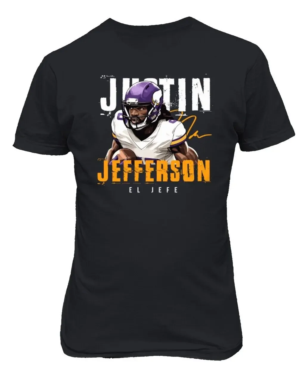 Jefferson Minnesota Football Wide Receiver Signed Unisex T-Shirt