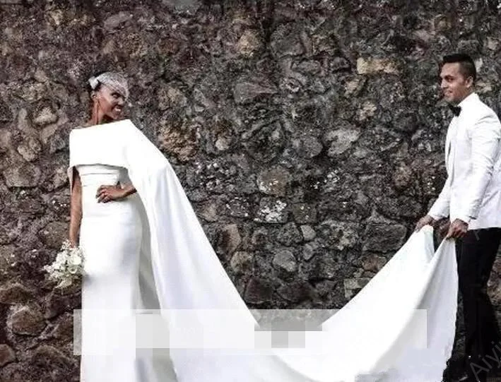 Vestidos De Novia De sirena De satén para mujer negra, recién llegados, personalizados, con tren De barrido con tapa, 2023